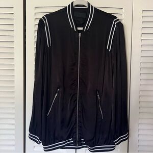 Blank NYC Black zip up thin Jacket with White Accents